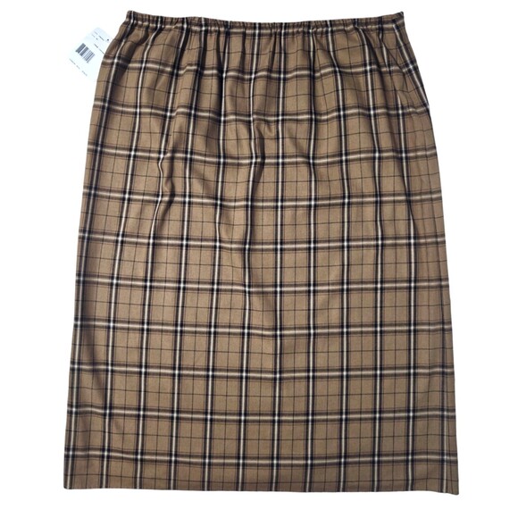 Vintage New Brown Plaid Wrap Skirt Plus 24 Liz Claiborne Academia Heritage NWT - Picture 2 of 12